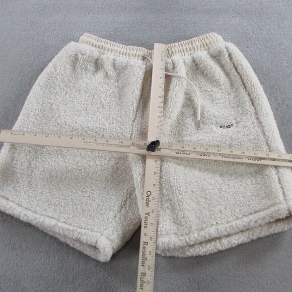 Milano Di Rouge Shorts Adult Large Cream Faris Sherpa Teddy Pile Fleece Lounge - Picture 8 of 11